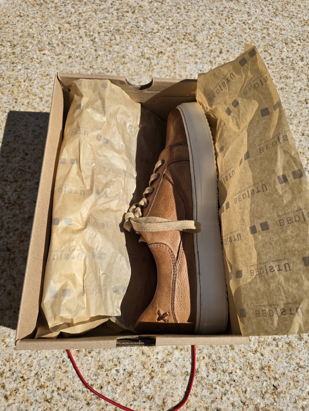 BED|STU Women's AZELI Tan Leather Sneakers with Red Lining - ONLY WORN ONCE - Picture 3 of 10